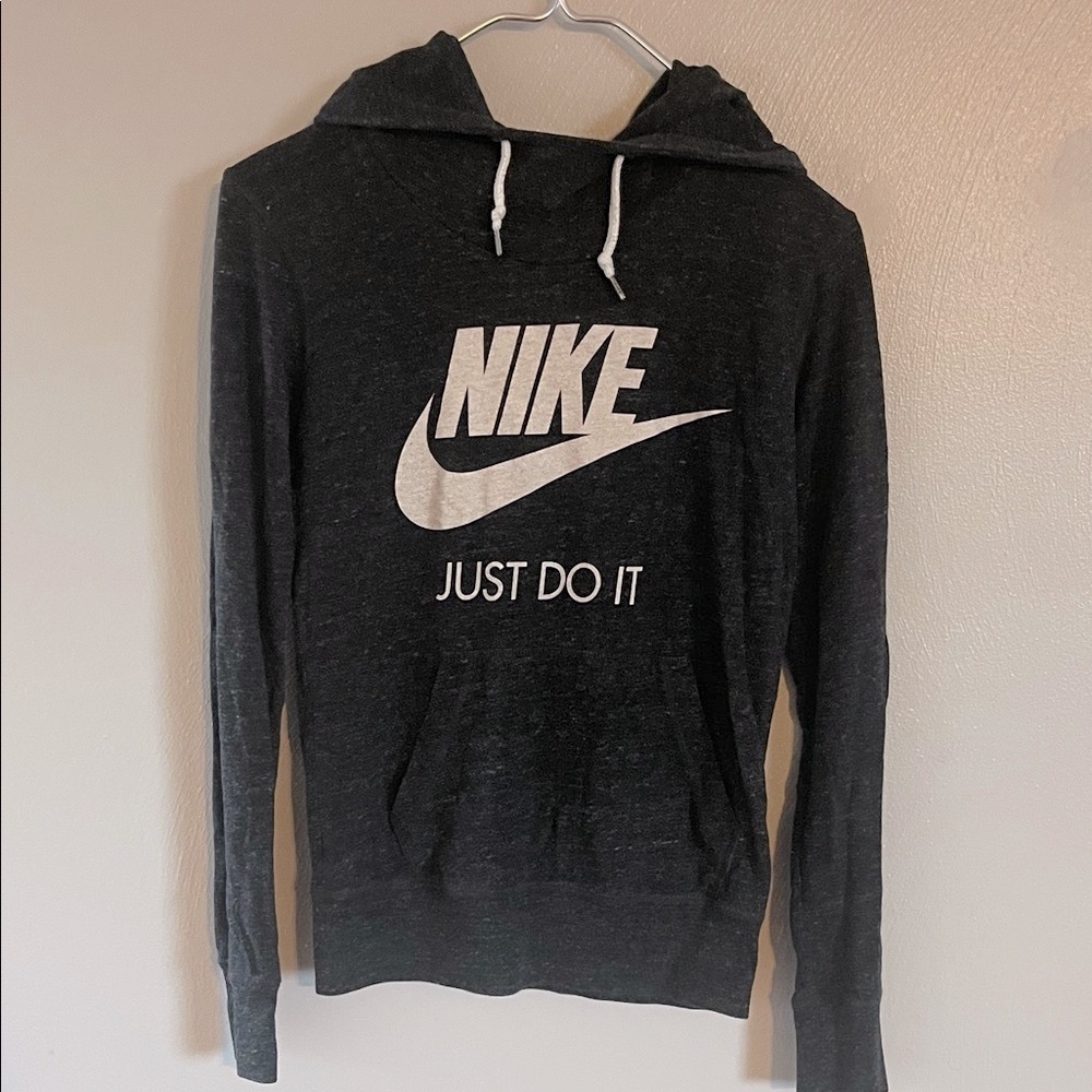 Nike Black Heather Hoodie Sweatshirt Just Do It Logo Graphic Small